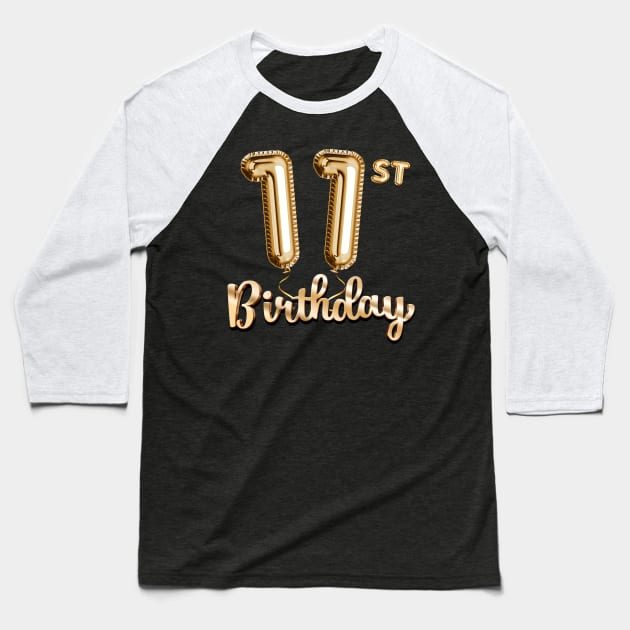 11th Birthday Gifts - Party Balloons Gold Baseball T-Shirt by BetterManufaktur